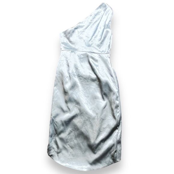 Rosedress One Shoulder Ruched Prom Dress Metallic Blue Size Small - Picture 2 of 6